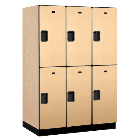 Salsbury Industries 2 Tier Designer Locker, 54"Wx76"Hx24"D, 6 Door, Maple 18-22364MAP